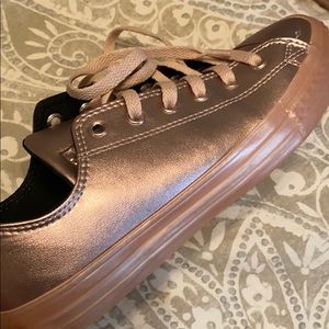 Converse rose gold metallic shoes